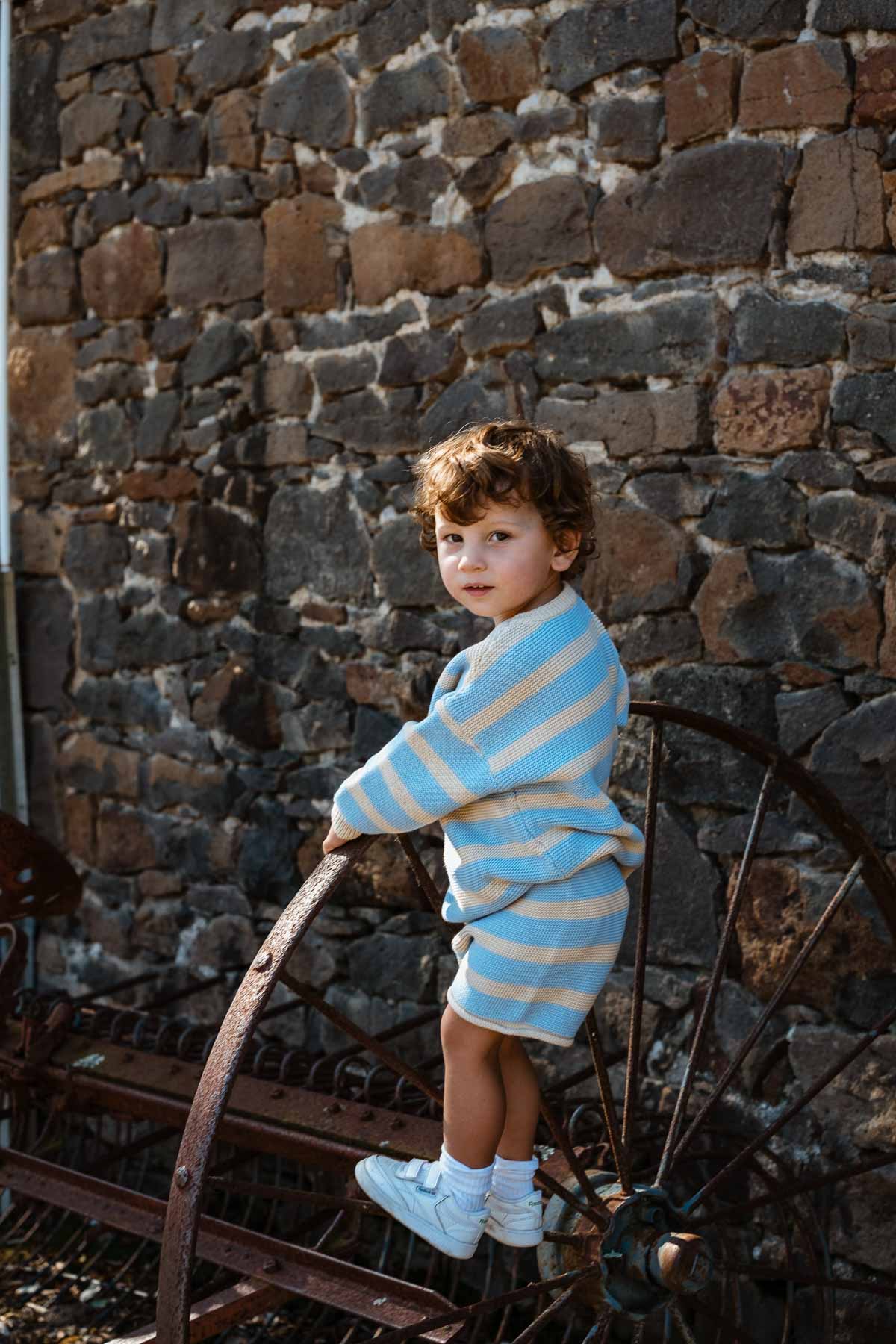 Cotton Knit Jumper | Sky Stripe