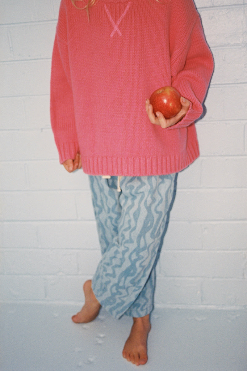 Merino Blend Knit Pull Over - Raspberry