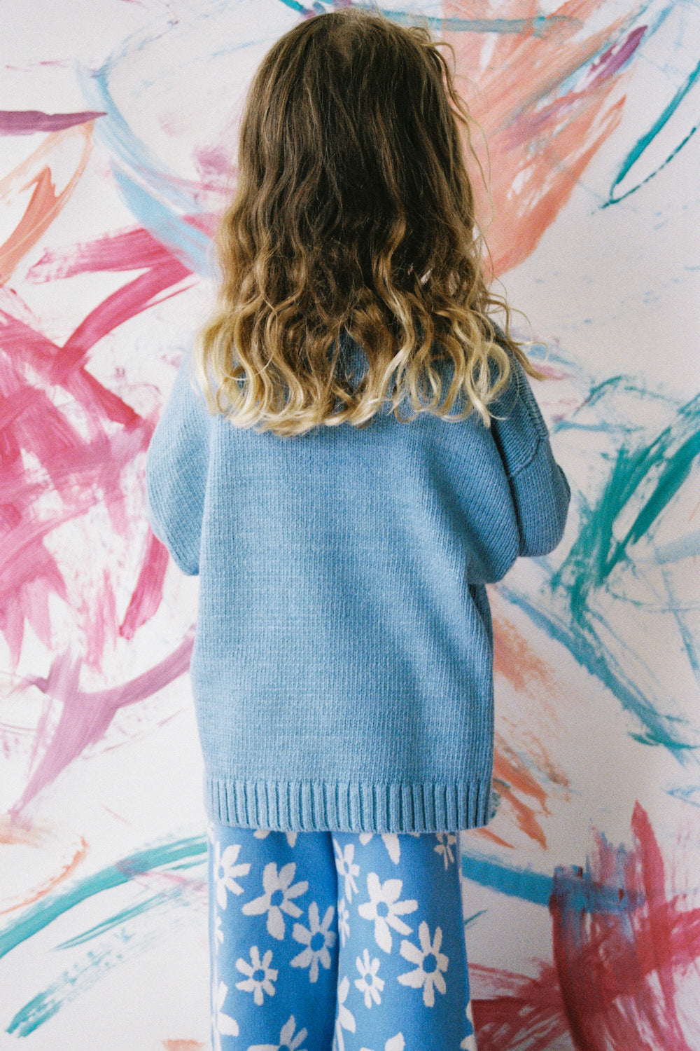 Organic Swirl Intarsia Knit Pull Over - Duck Egg