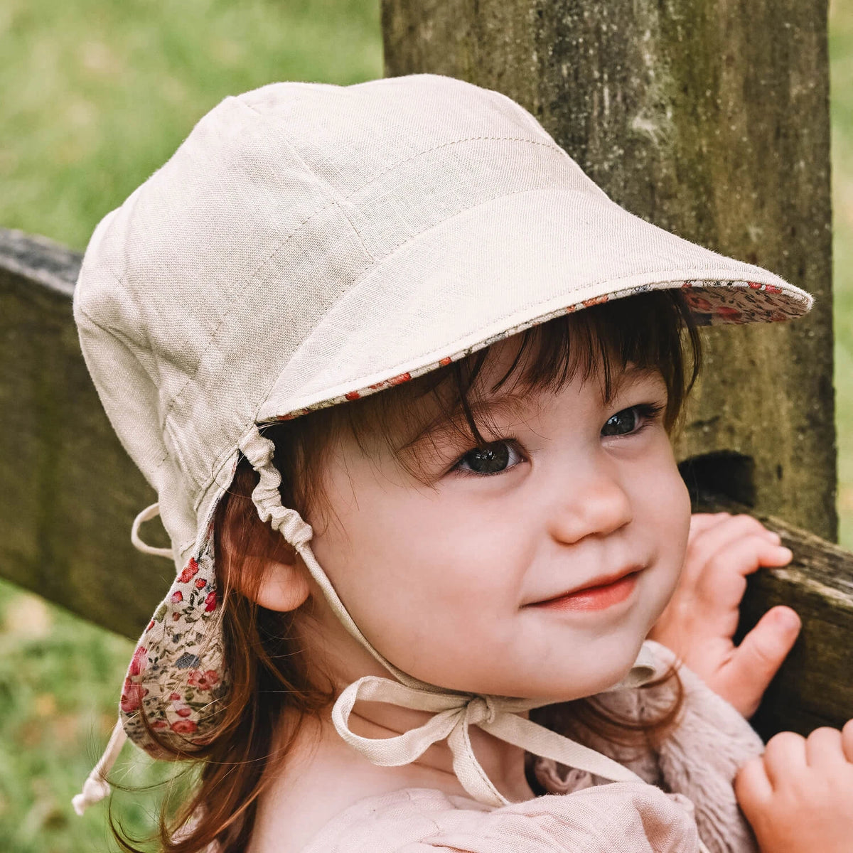 Lounger Baby Flap Sun Hat | Francesca / Flax