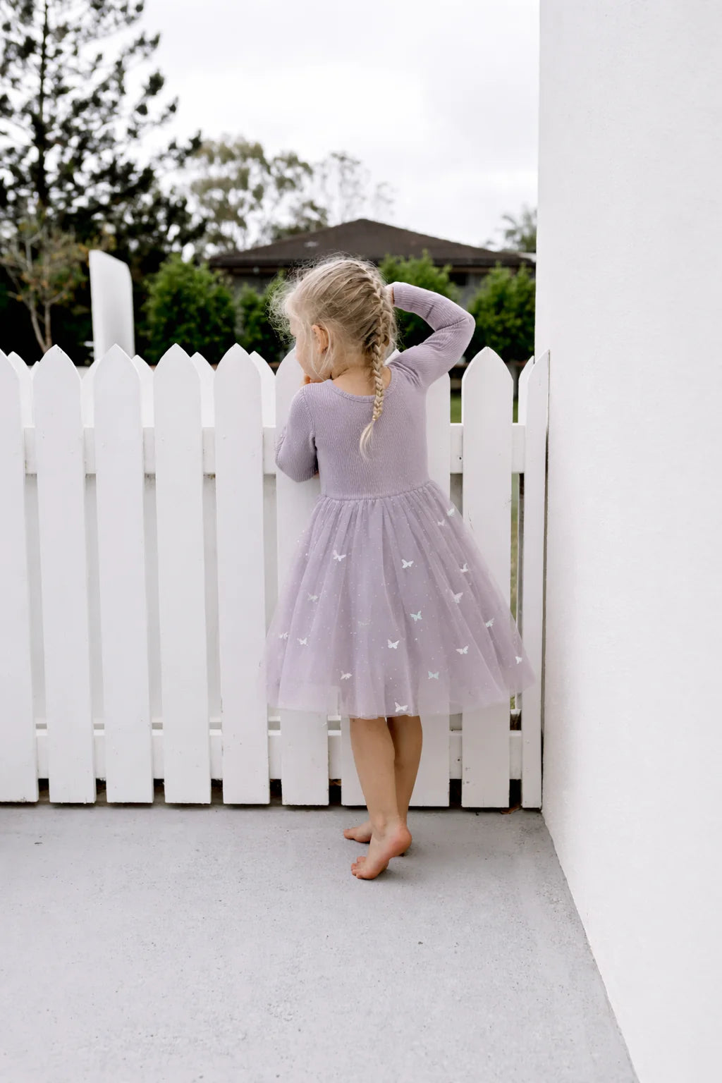Tulle Party L/S Dress | Mauve Butterfly