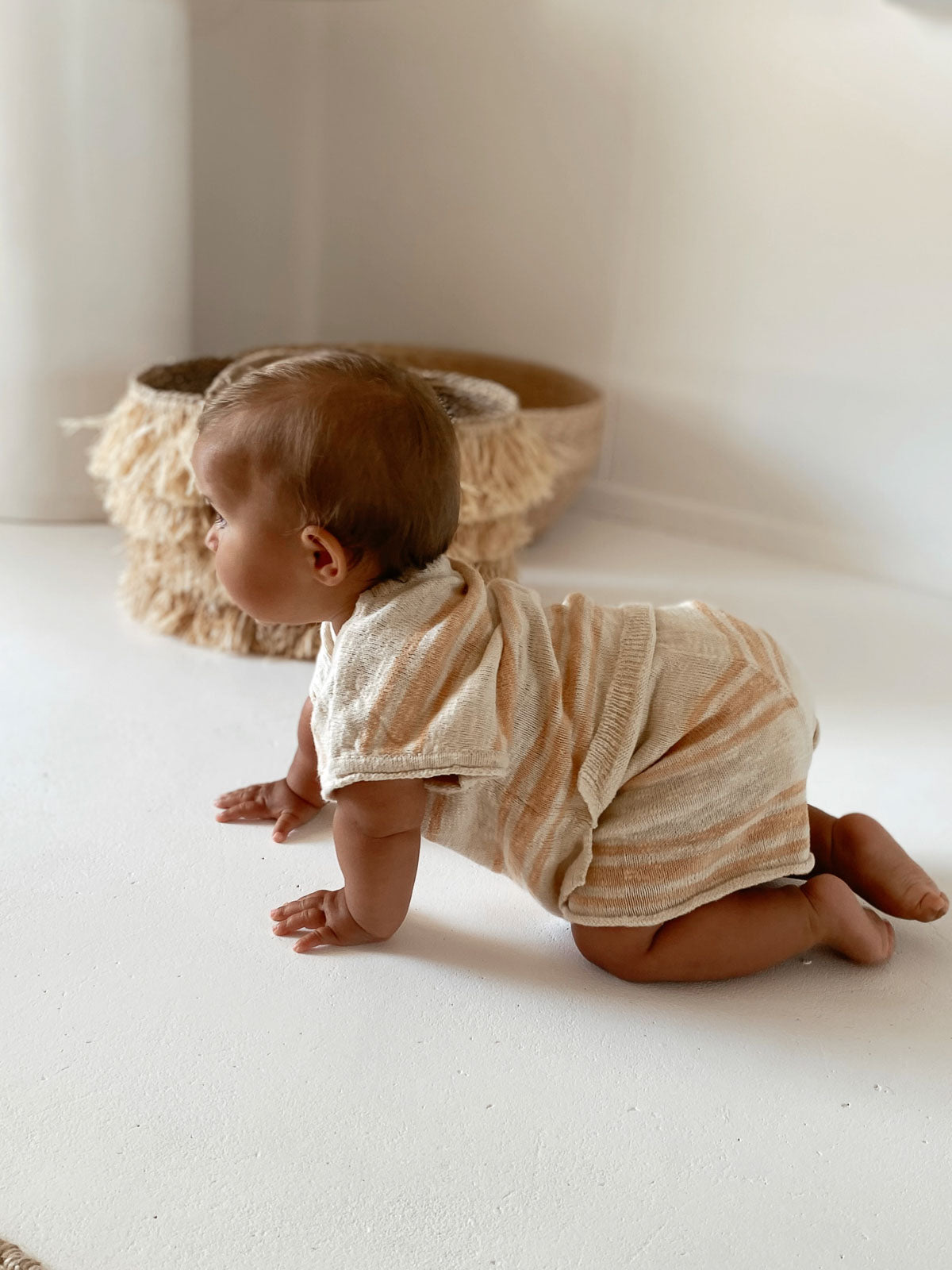 Kori Slub Cotton Shorts | Peach