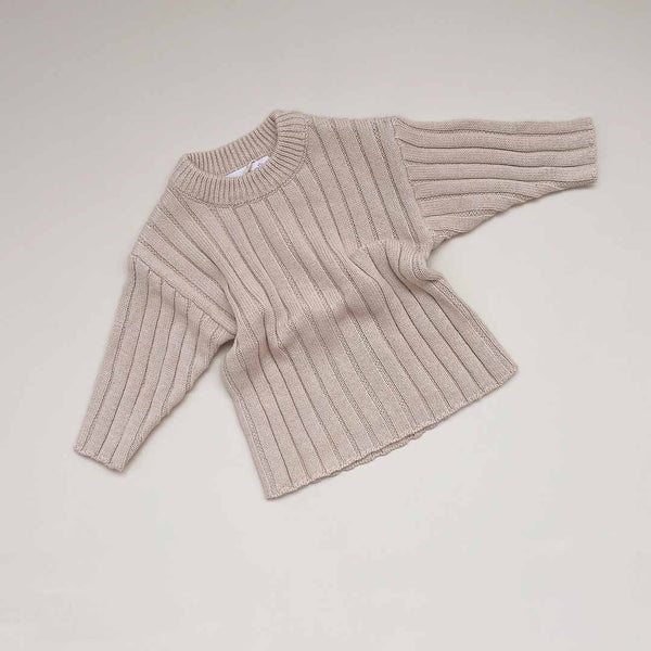 Cotton Ribbed Pullover l Oat