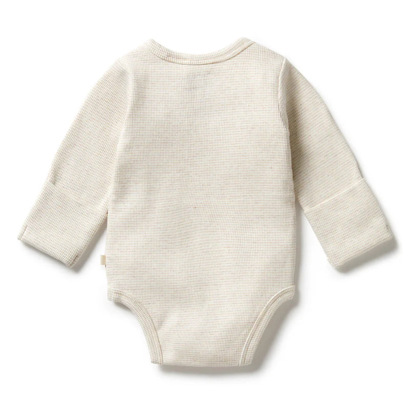 Organic Stripe Rib Bodysuit | Kimono | Oatmeal