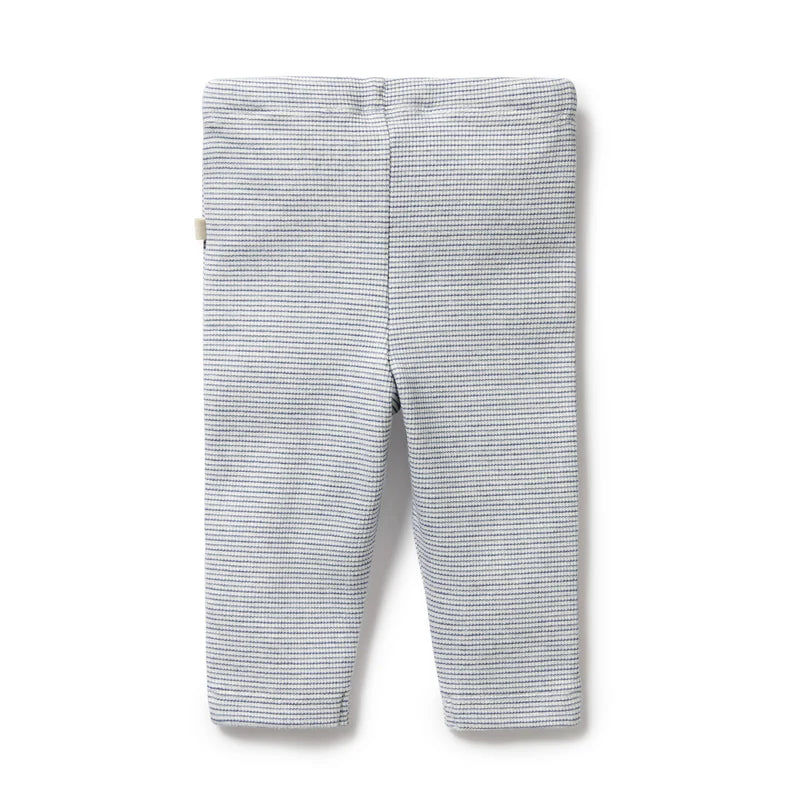 Organic Stripe Rib Legging | Rain Drop