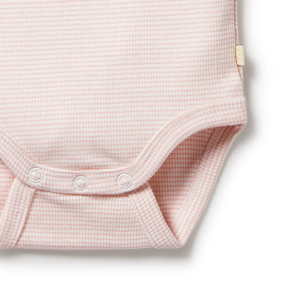 Organic Stripe Rib Bodysuit | Cantaloupe