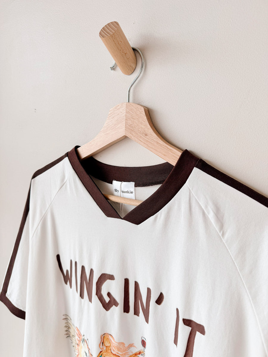 Womens SS Tee | Wingin' It White/Choc