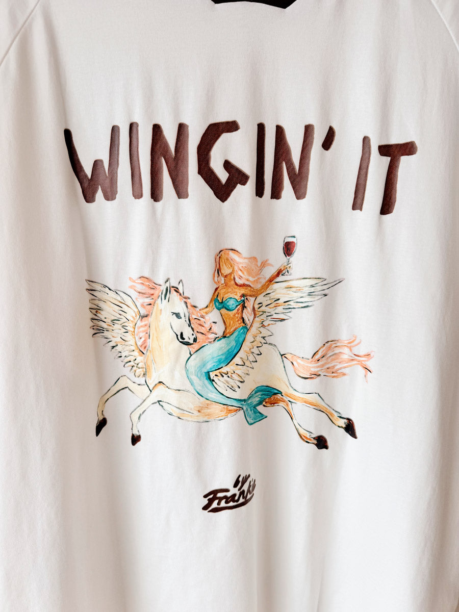 Womens SS Tee | Wingin' It White/Choc