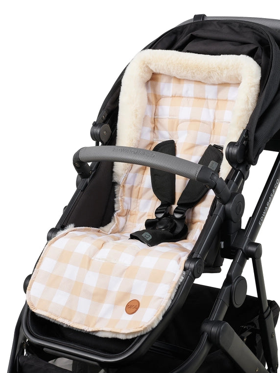 Cozy Fleece Pram Liner | Beige Gingham