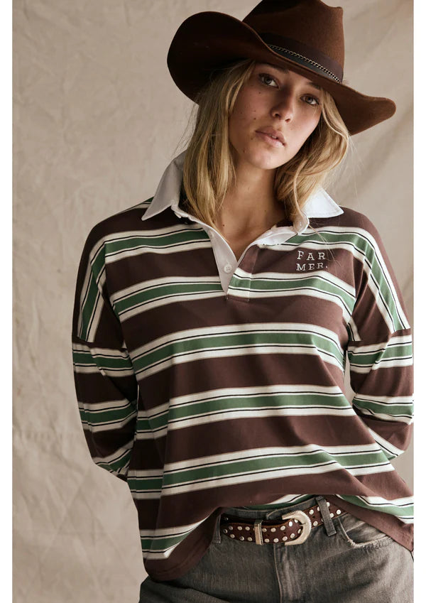 Women's Striped Jersey | Green/Choc