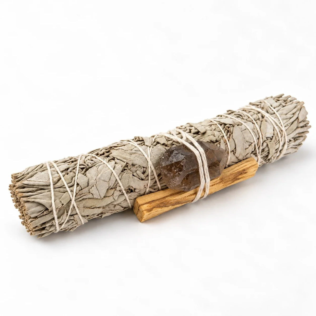 Large White Sage Smudge Stick Kit | Smokey Quartz