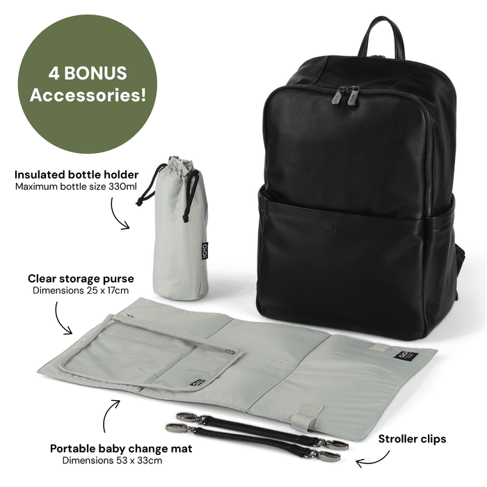 Multitasker Nappy Backpack | Black Faux Leather