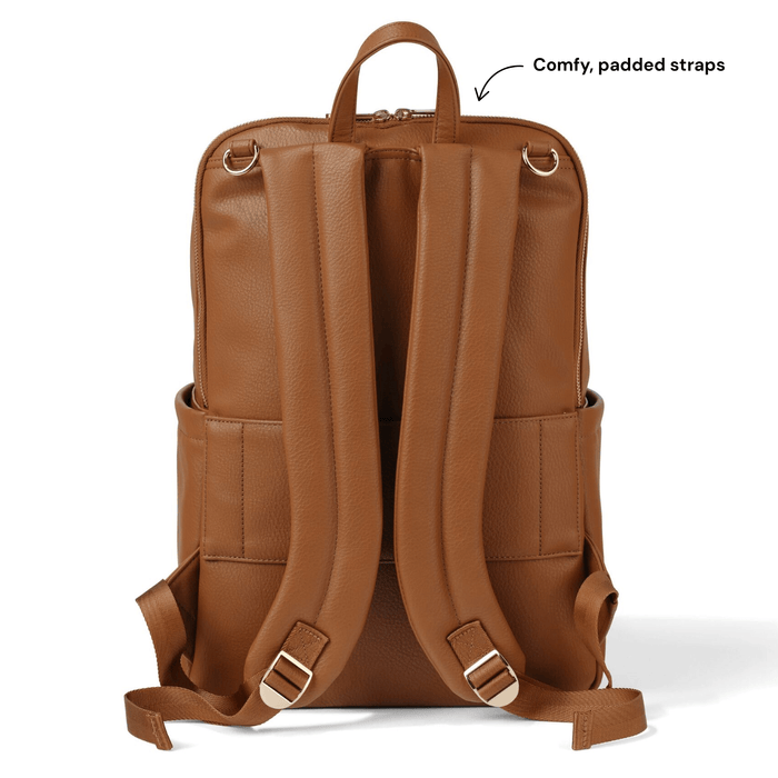 Multitasker Nappy Backpack | Chestnut Brown Faux Leather
