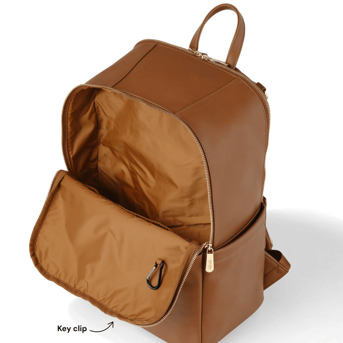 Multitasker Nappy Backpack | Chestnut Brown Faux Leather