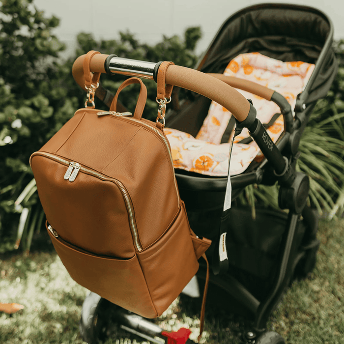 Multitasker Nappy Backpack | Chestnut Brown Faux Leather