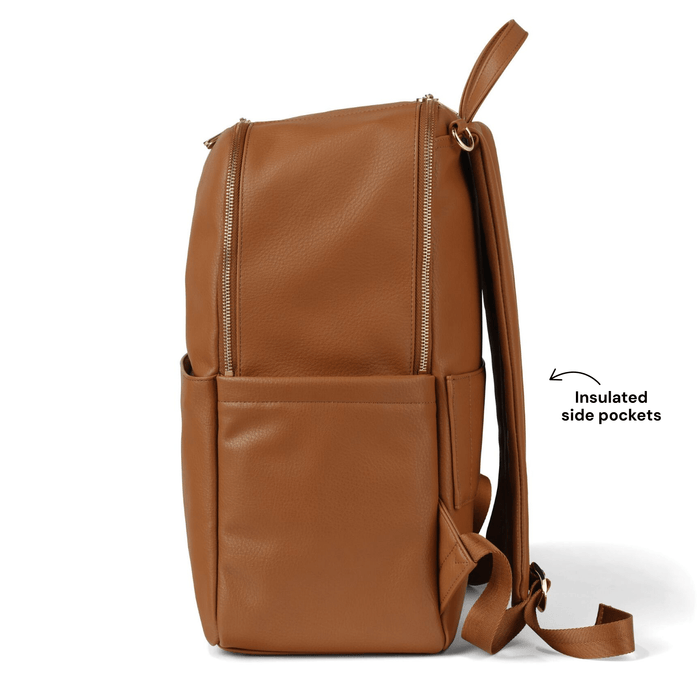 Multitasker Nappy Backpack | Chestnut Brown Faux Leather