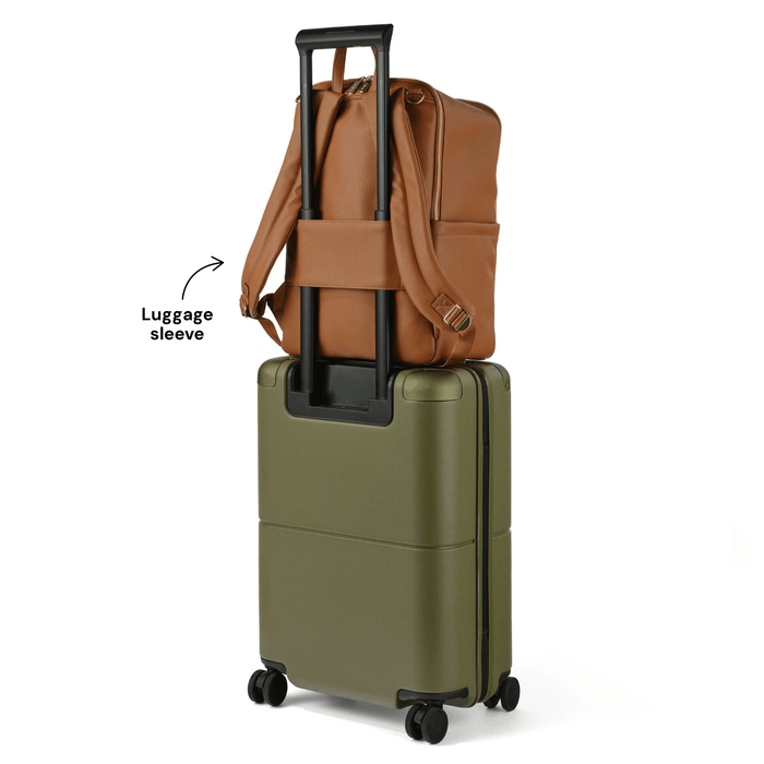 Multitasker Nappy Backpack | Chestnut Brown Faux Leather