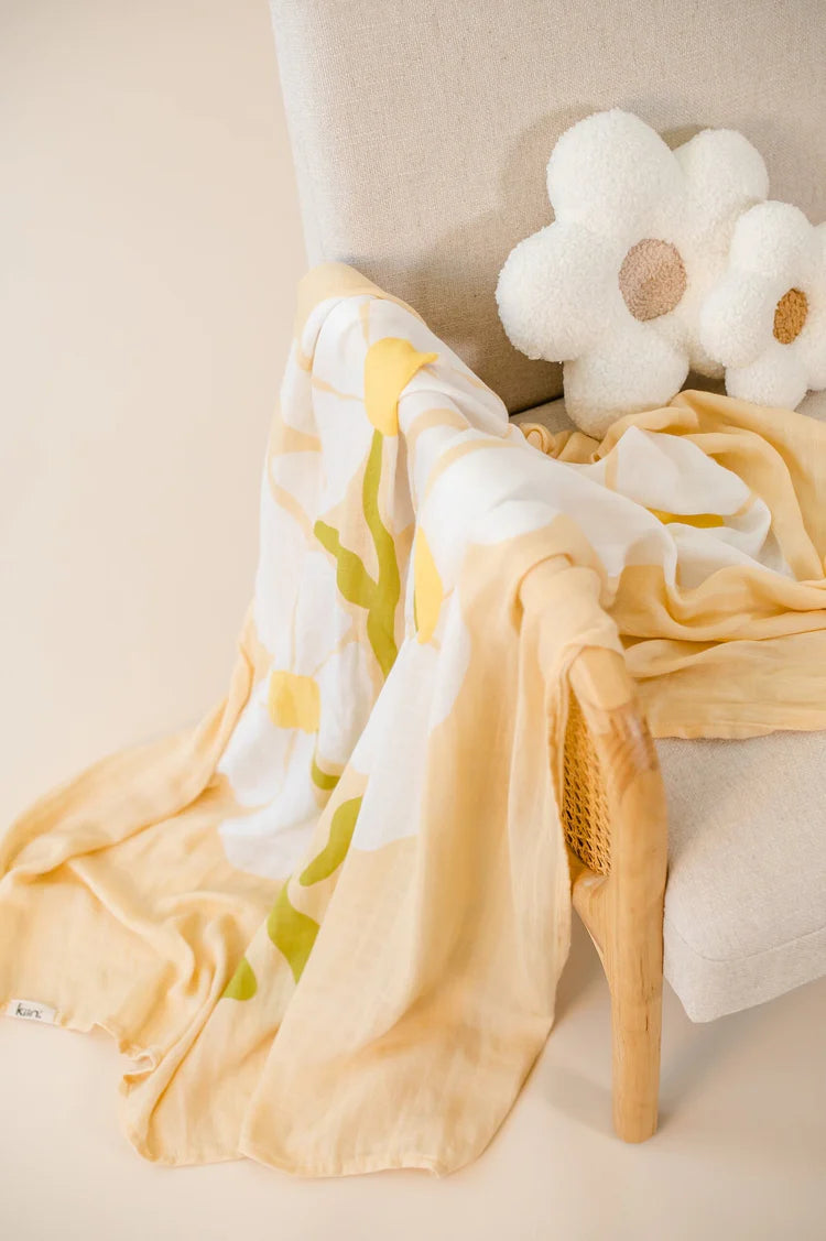 Organic Muslin Swaddle | Fleur Warm Oat