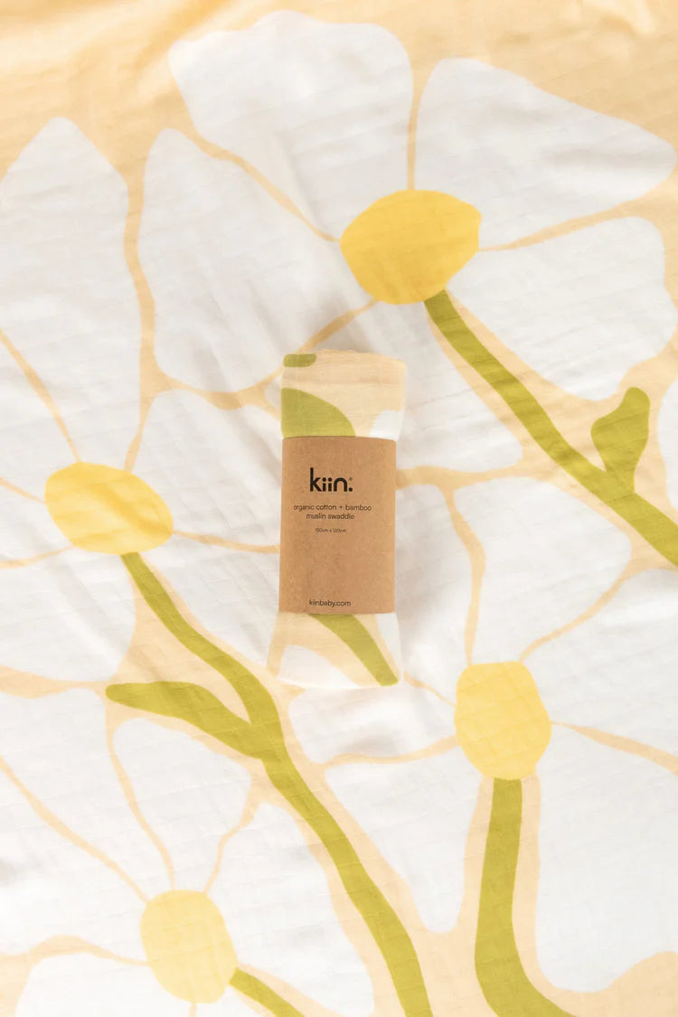 Organic Muslin Swaddle | Fleur Warm Oat