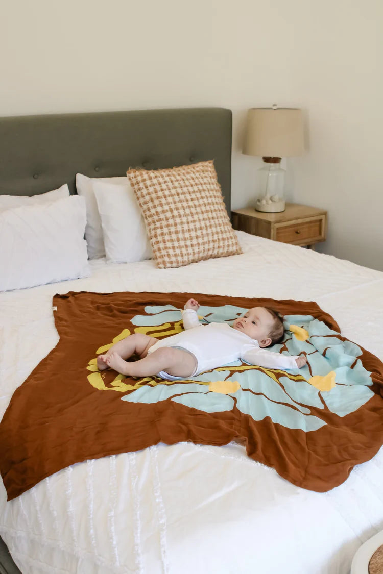 Organic Muslin Swaddle | Fleur Umber