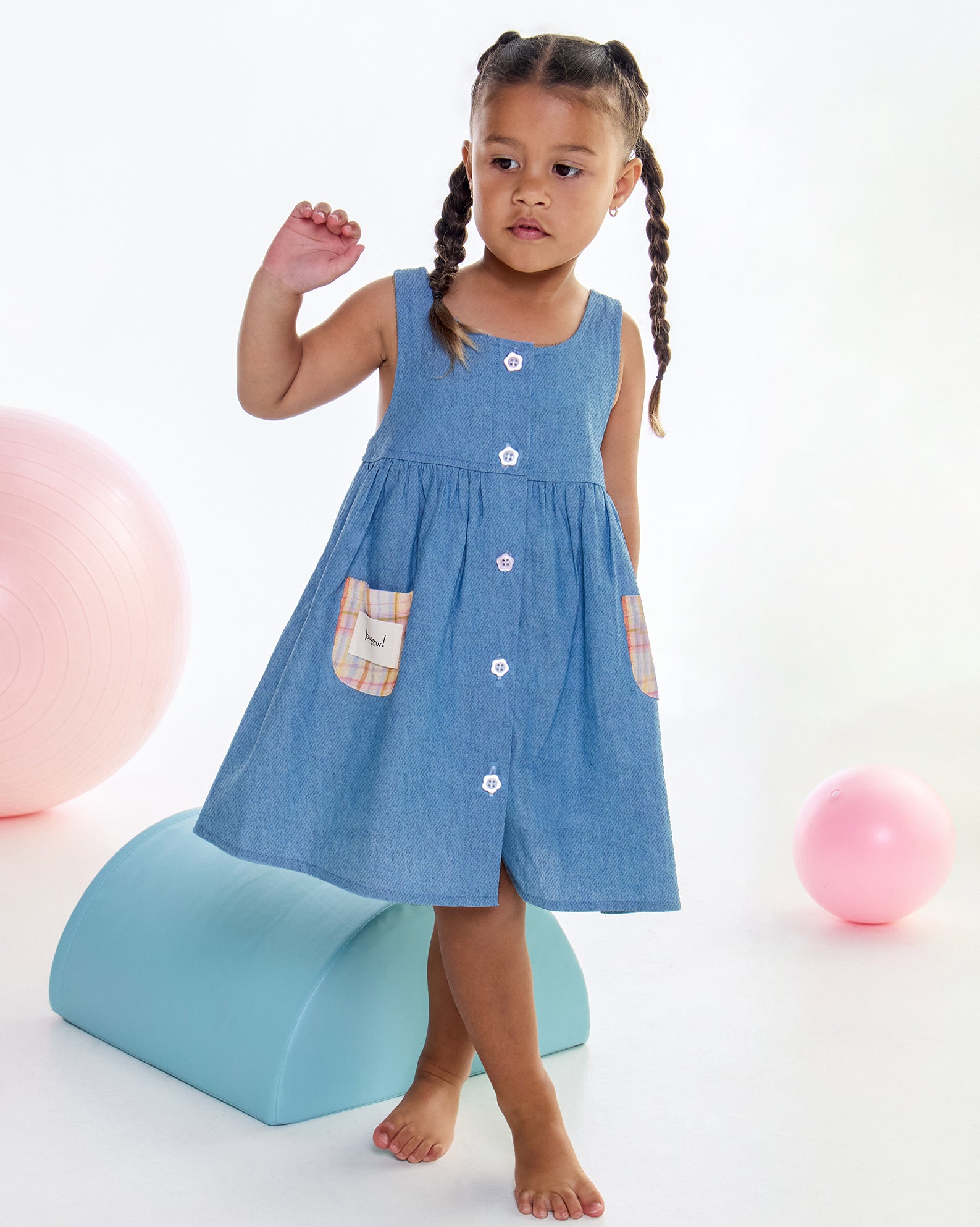 Rainbow Plaid Sleeveless Dress