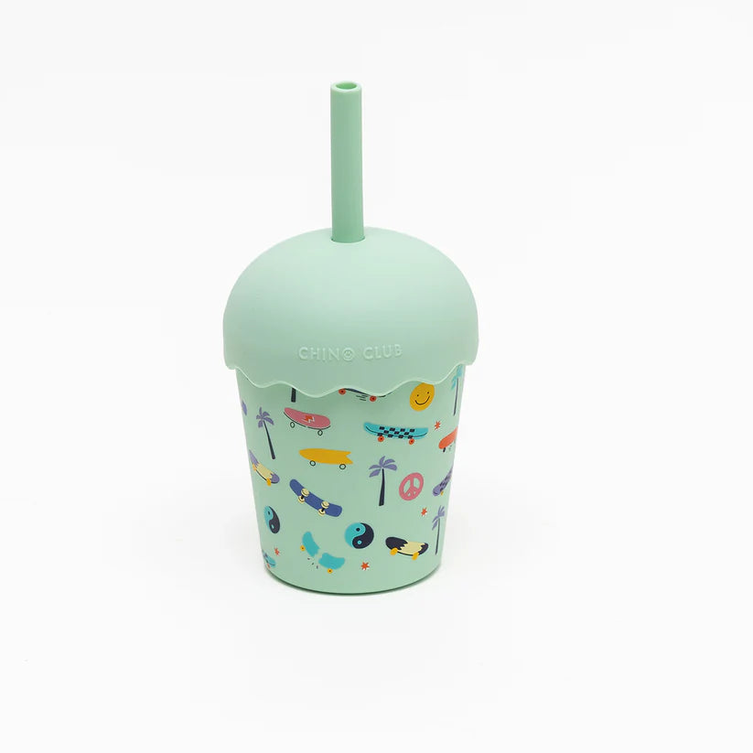 Mini Smoothie Cup & Straw | Skate Aqua