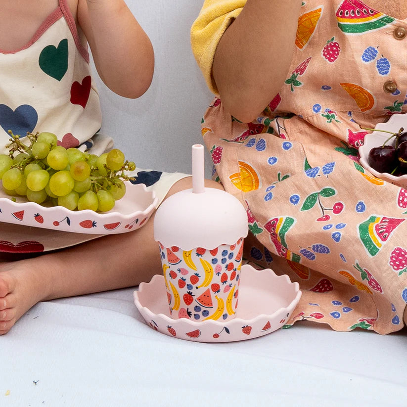 Mini Smoothie Cup & Straw | Fruits Pink