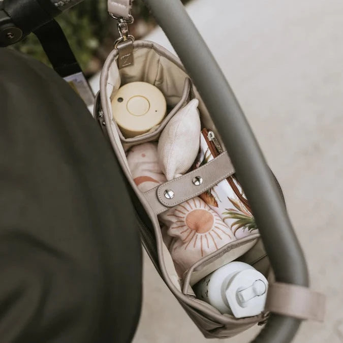 Pram Caddy l Taupe Faux Leather