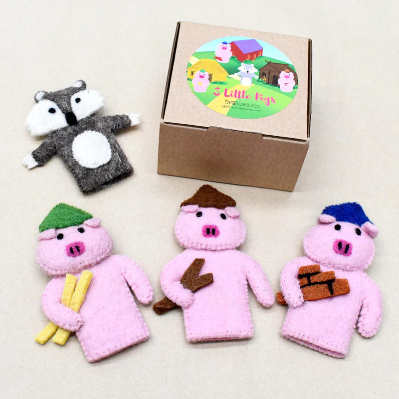 Felt Finger Puppets | The Three Little Pigs