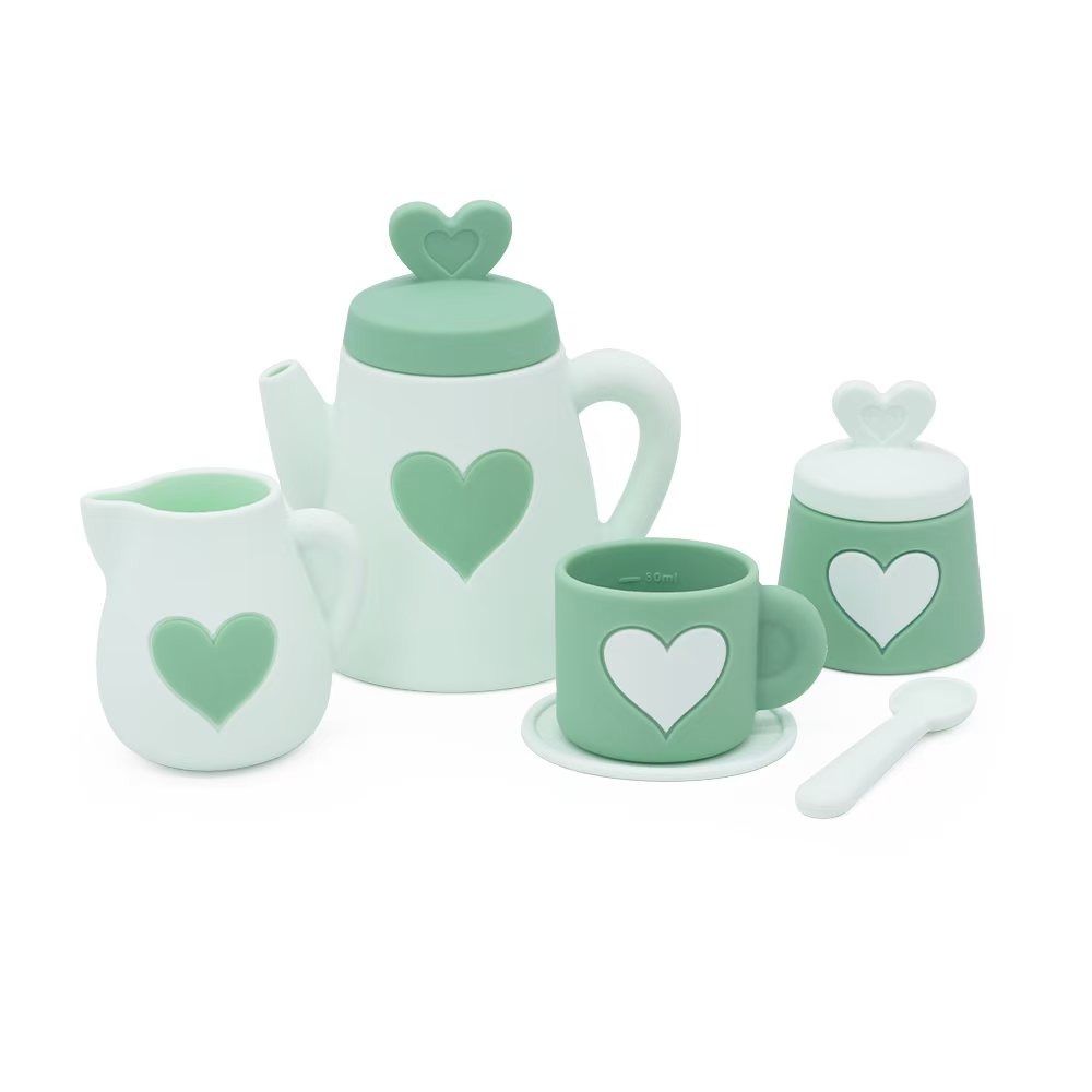 Silicone Tea Set | Green Hearts