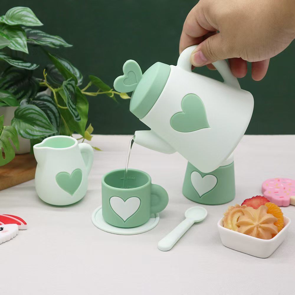 Silicone Tea Set | Green Hearts