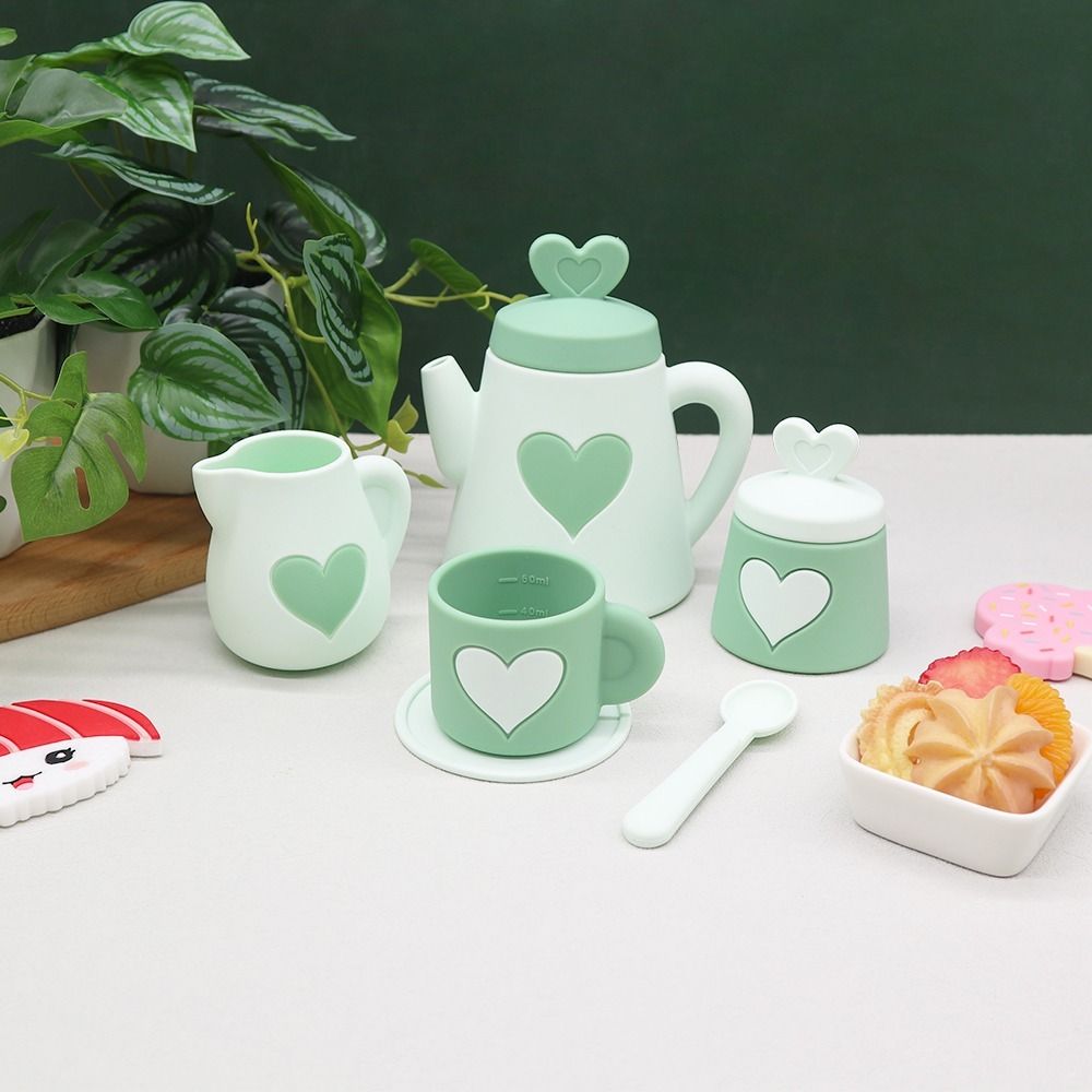 Silicone Tea Set | Green Hearts