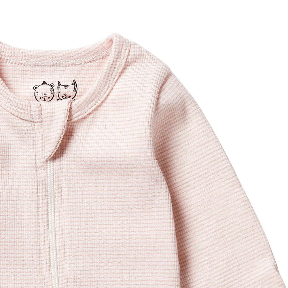 Organic Stripe Rib Zipsuit with Feet | Cantaloupe