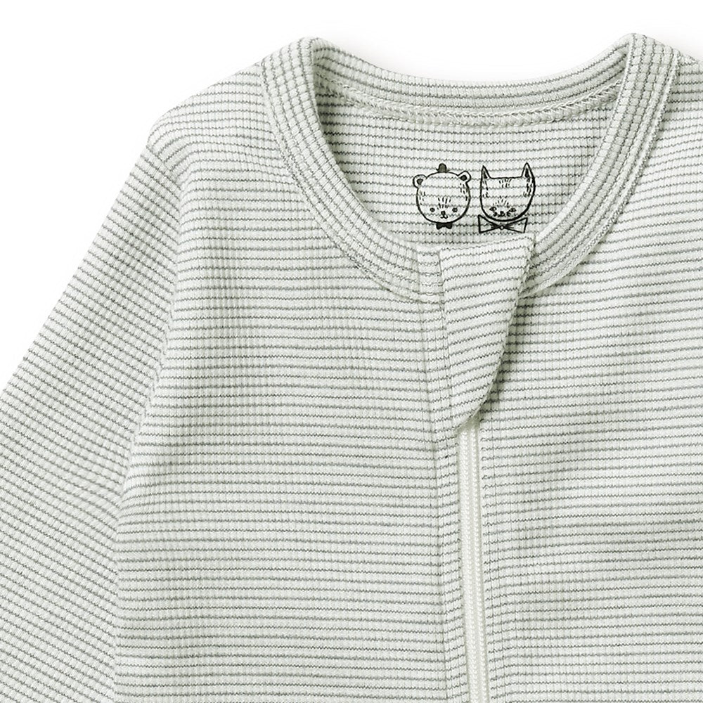 Organic Stripe Rib Zipsuit with Feet | Fern