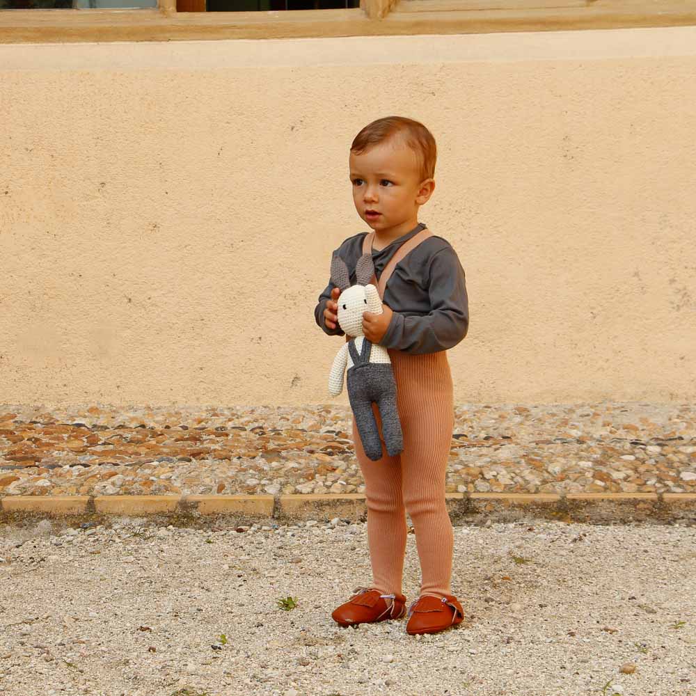 Footed Organic Cotton Unisex Tights l Light Brown