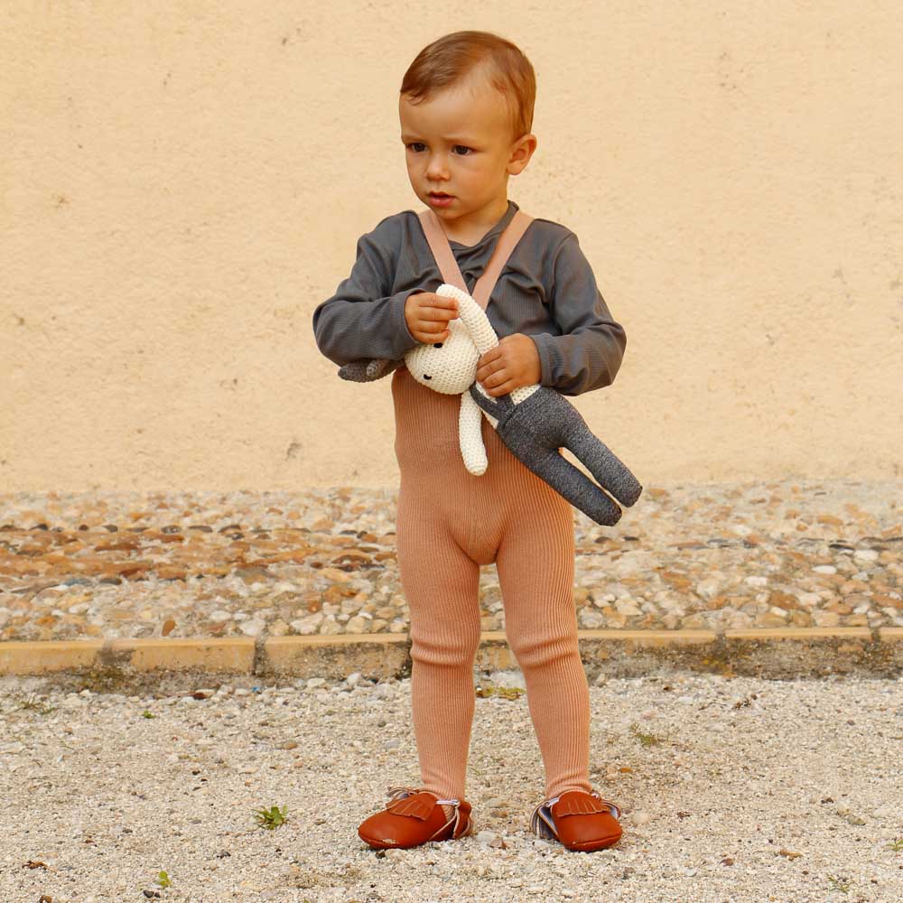 Footed Organic Cotton Unisex Tights l Light Brown