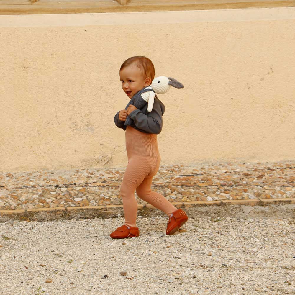 Footed Organic Cotton Unisex Tights l Light Brown