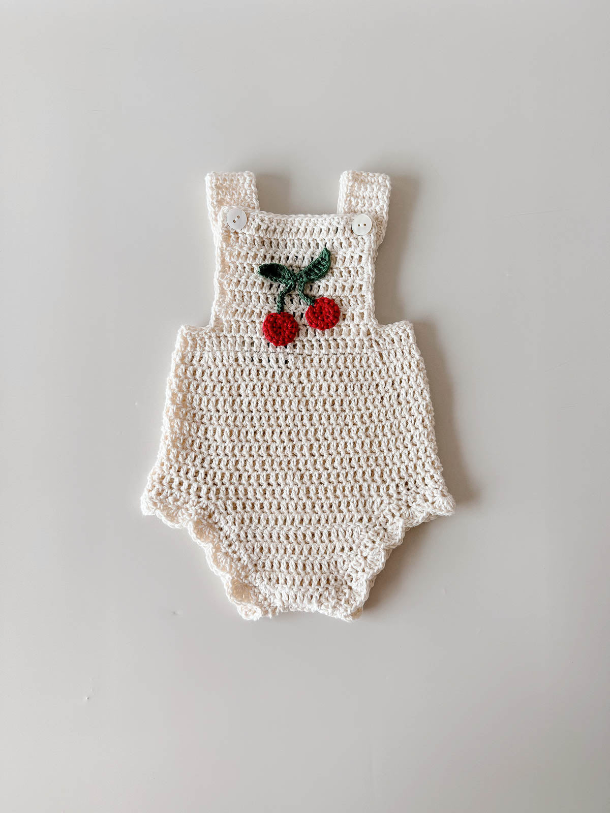 Cherry Keepsake Hand Crochet Romper