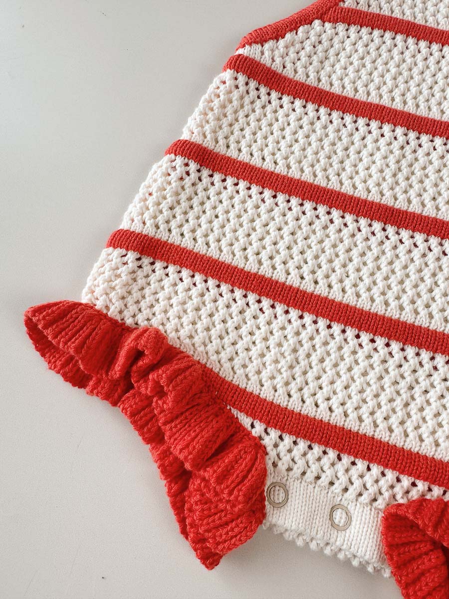 Crochet Knit Tie Romper