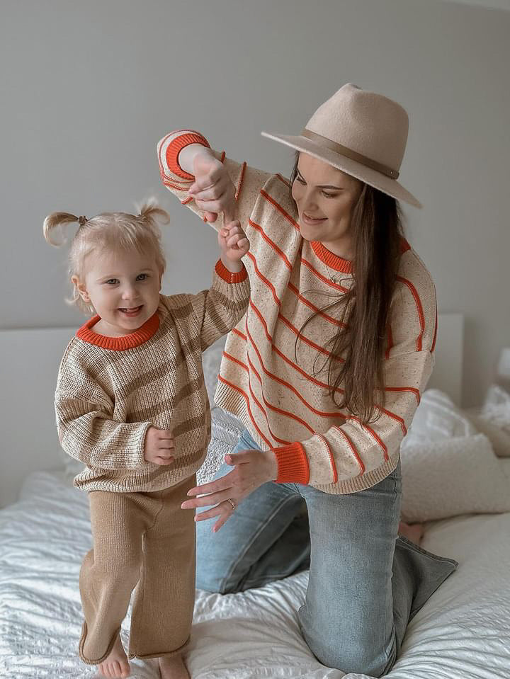 Adults Boxy Cotton Sweater | Sunset Stripe