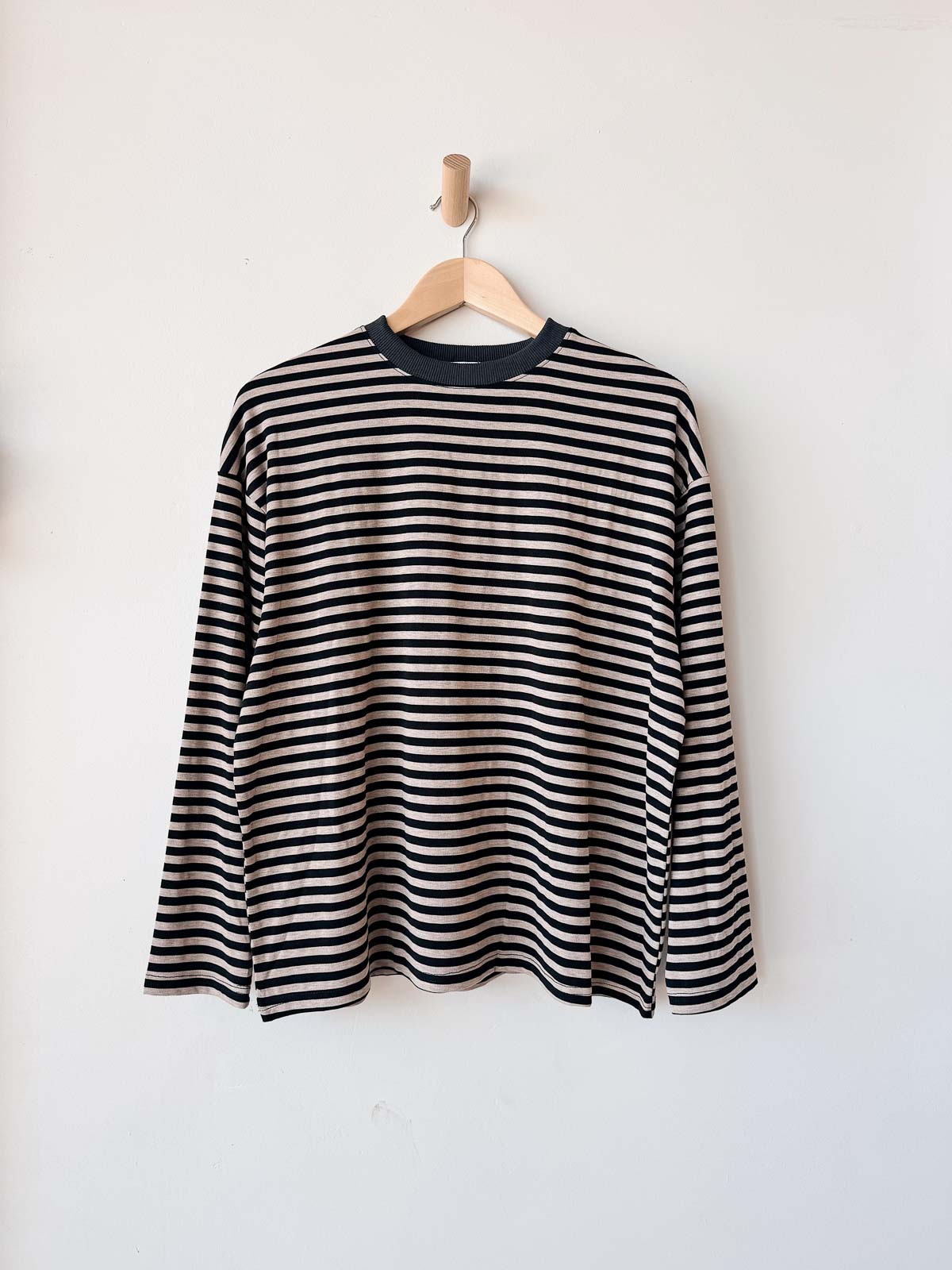 Womens LS Tee | Grey/Black stripe