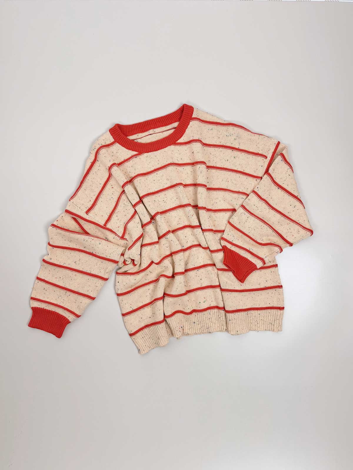 Adults Boxy Cotton Sweater | Sunset Stripe
