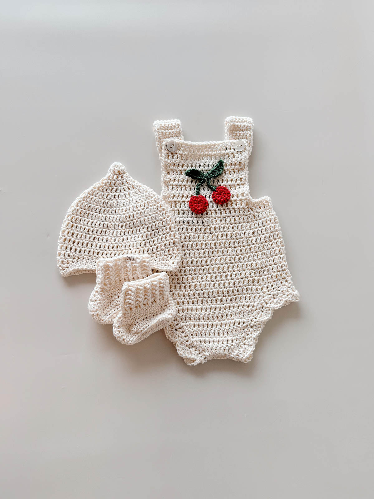 Cherry Keepsake Hand Crochet Romper