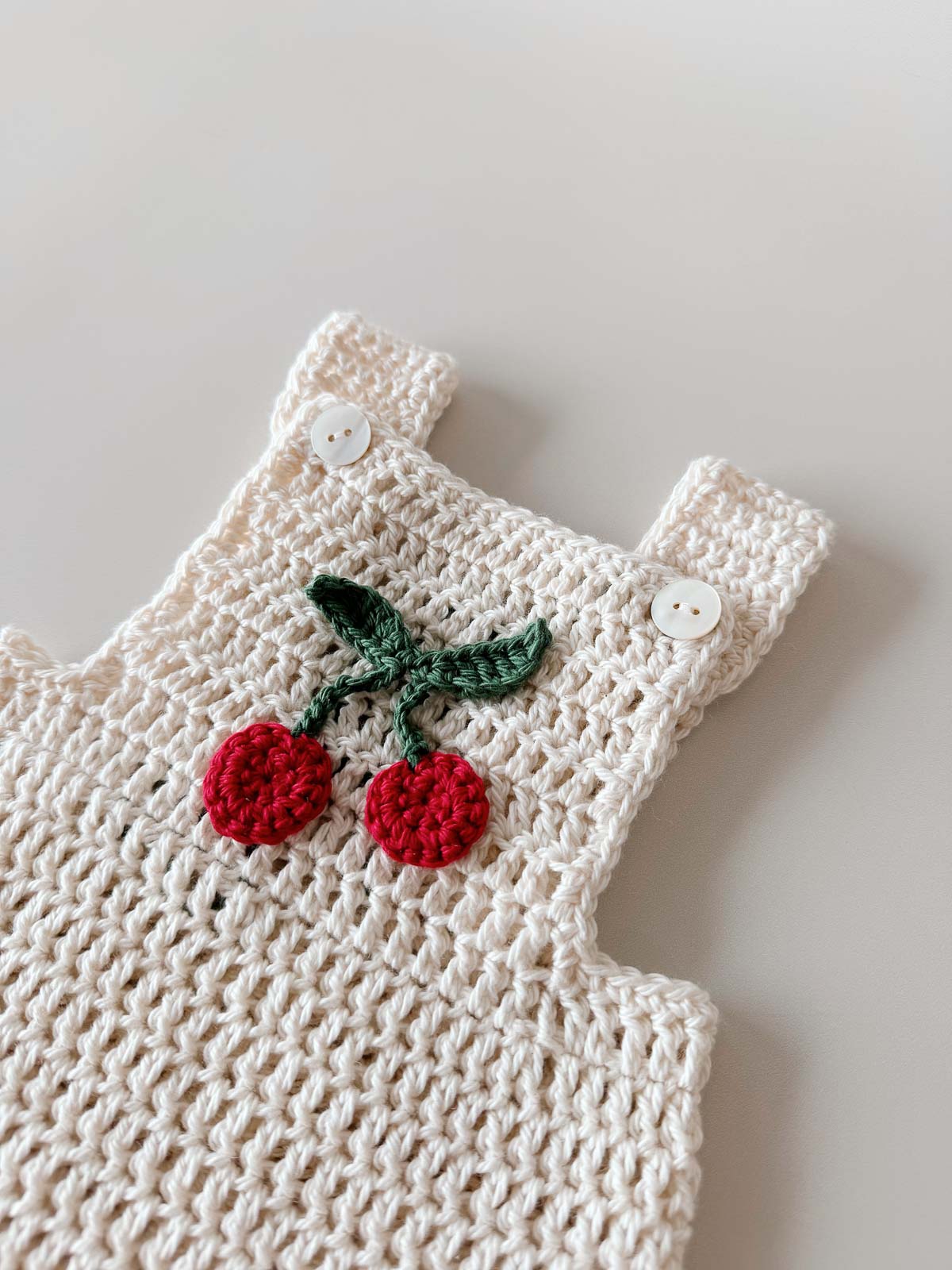 Cherry Keepsake Hand Crochet Romper