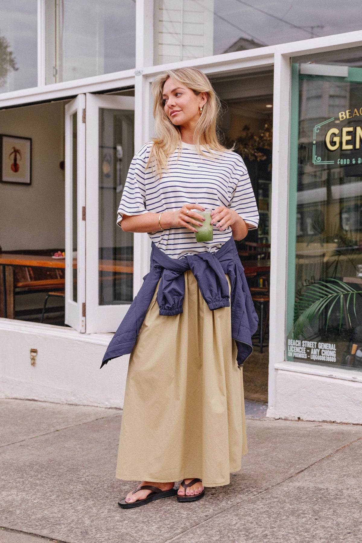 Women's Phoebe Tee | Milk/Blue Stripe
