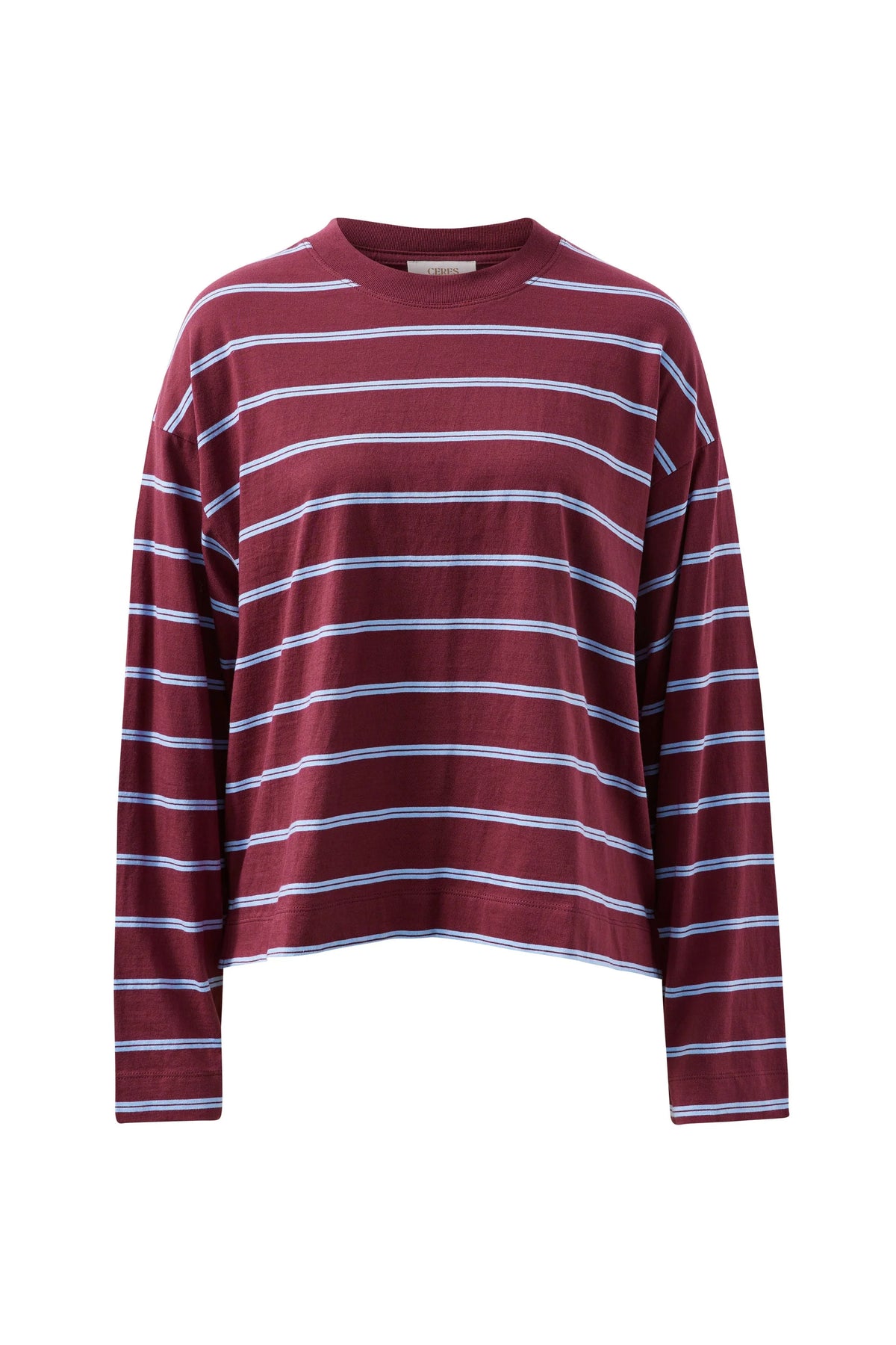 Women's Beau L/S Tee | Burgundy/Sky Blue