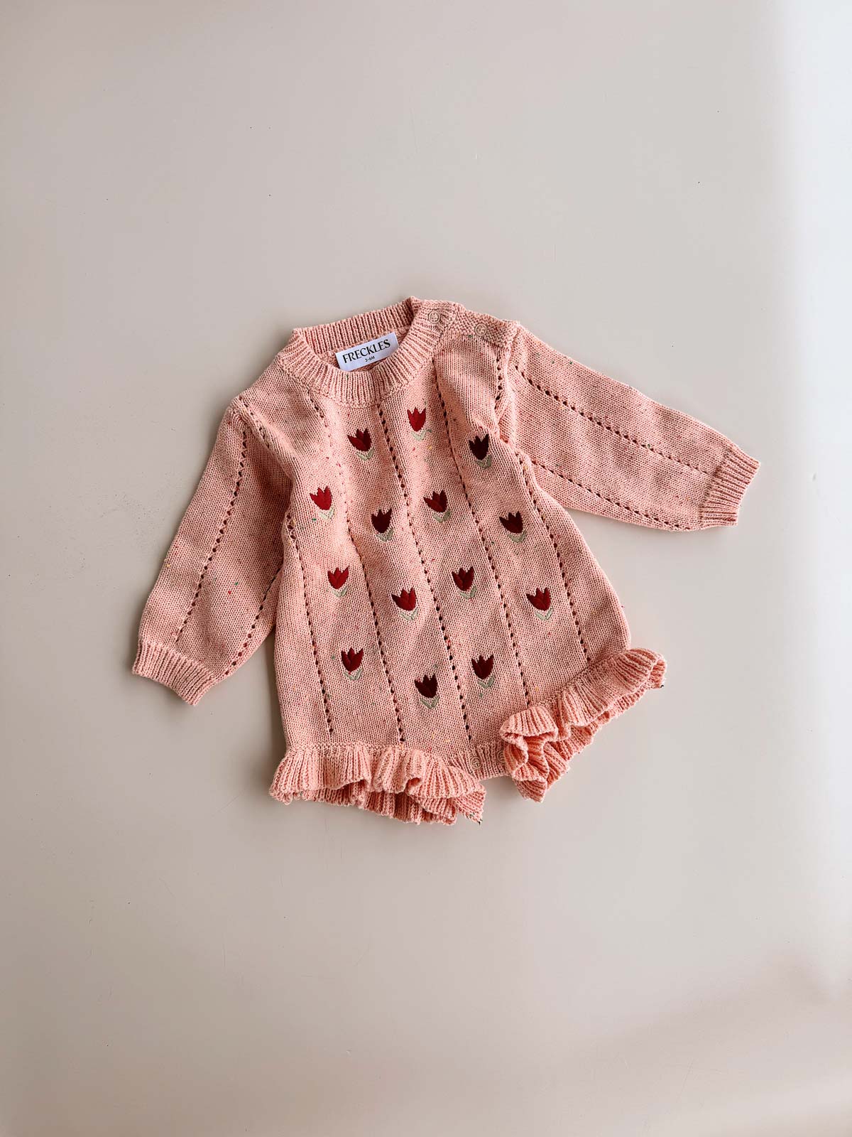 Embroidered Pointelle Romper | Sherbet Tulip