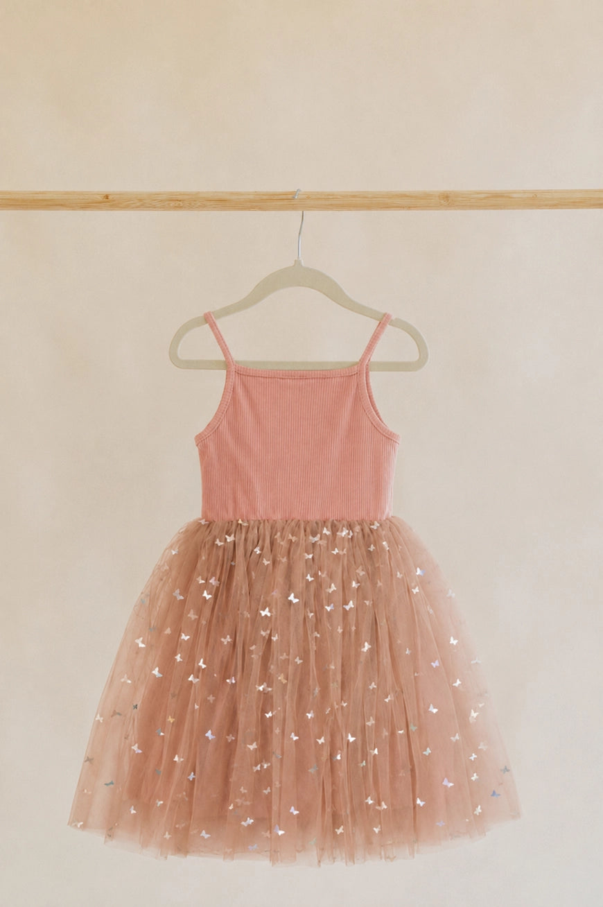 Tulle Party Dress | Dusty Pink Butterfly
