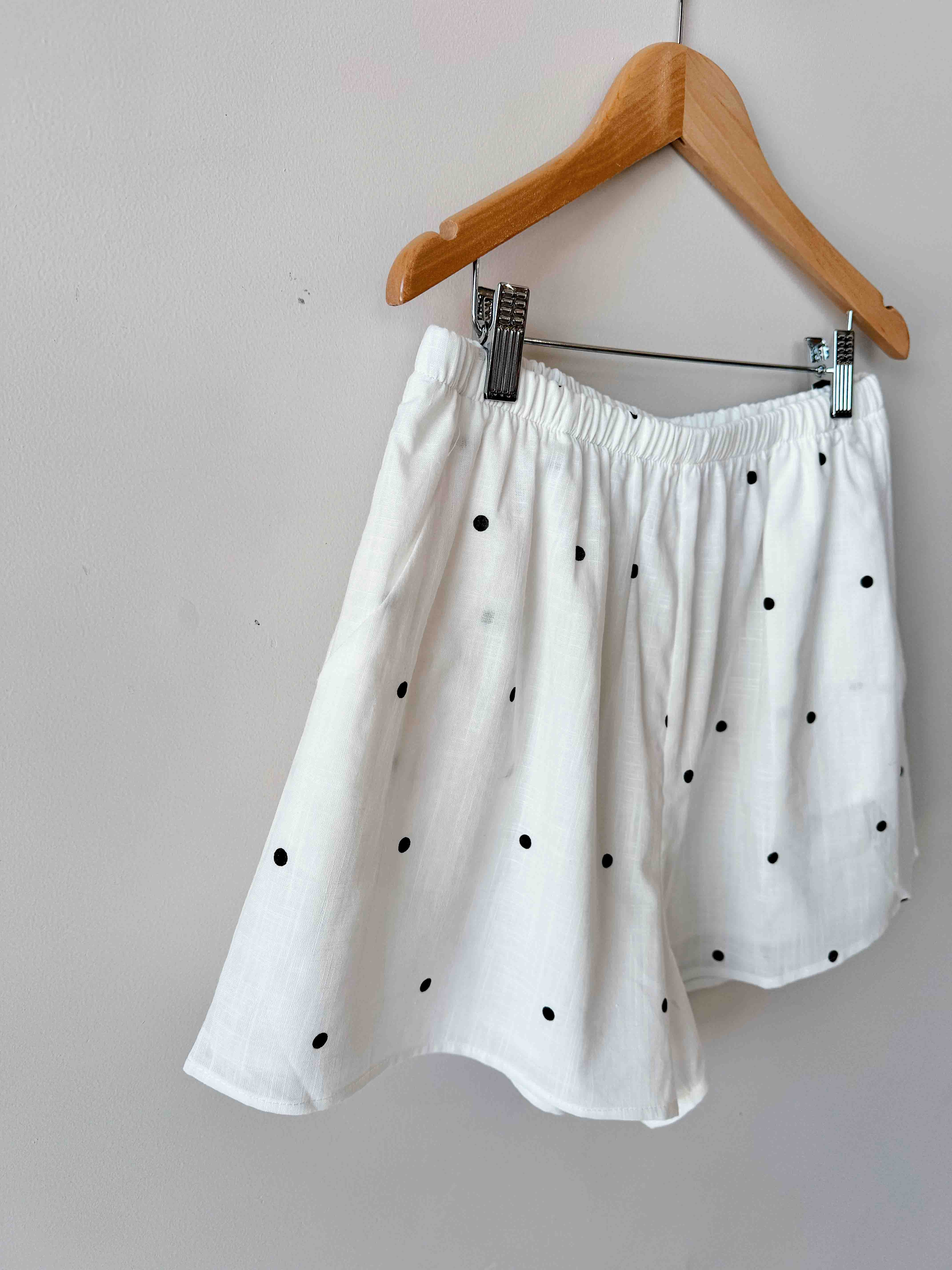 Women's Shorts | White Mini Polka Dot