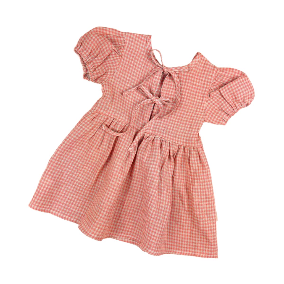 Pippa Linen Dress | Coral Petite Check